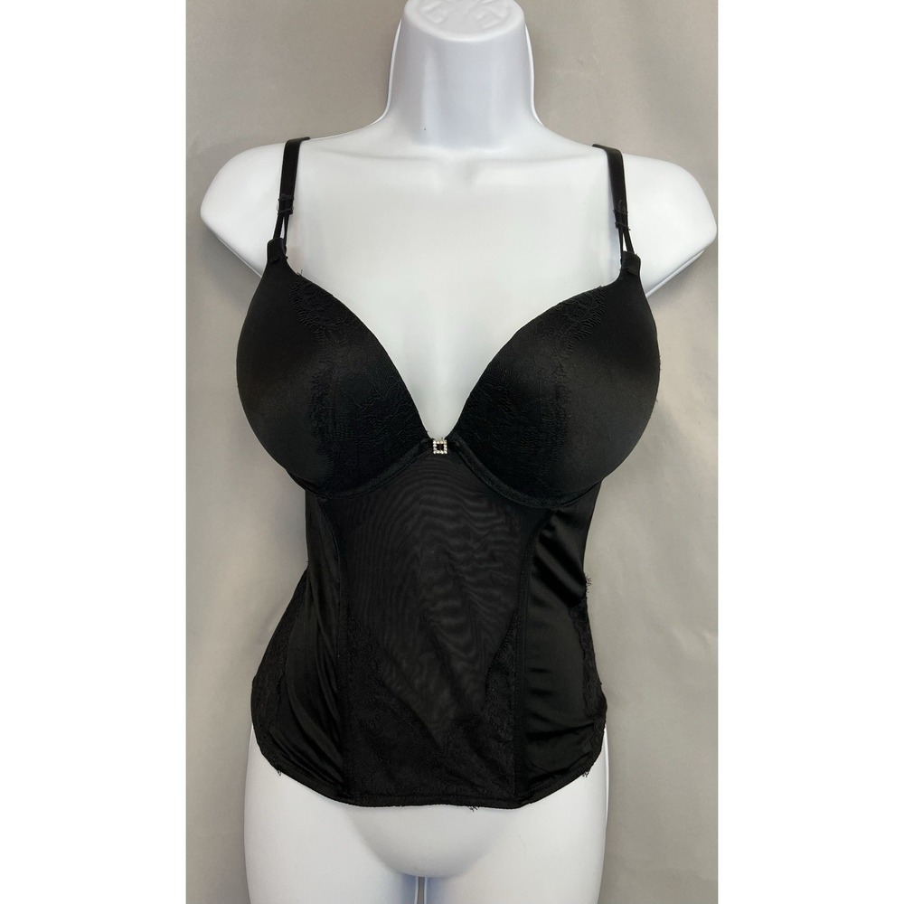 Victoria's Secret Women's Black Lace Push Up Corset Top Bra 34D Sexy